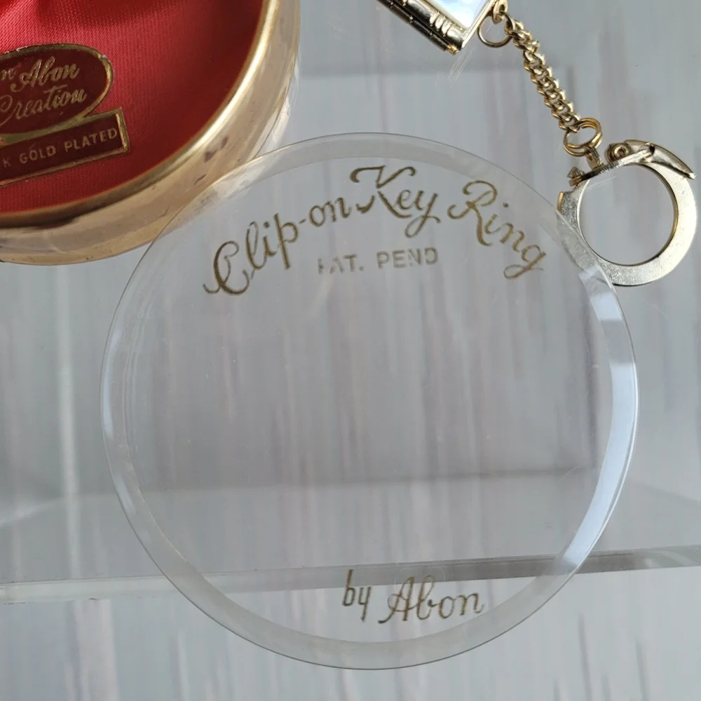 Abon Creations Mother of Pearl 2 Picture Locket Clip-On Key Ring 24K Gold Plated
